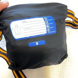 K-WAY Packable Long Drawstring Waist Raincoat In Navy